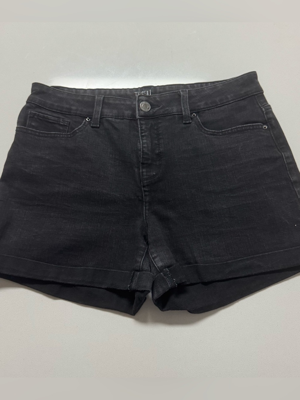 Time and Tru Black High-Rise Denim Shorts
